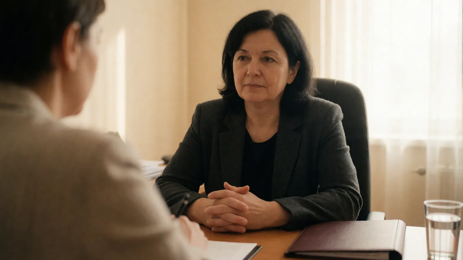 Адвокат на консултация с клиент в кантората